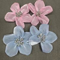 ZSY FASHION Fleur en organza faite à la main avec strass, fleur en perles 3D, embellissement en fleurs d'organza, garnitures de fleurs d'organza pour robe complète