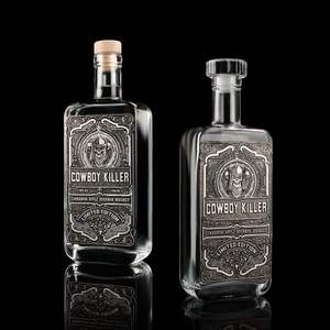 Logotipo personalizado etiquetado 100mL 200ml 500ml 750ml Botella de licor de vidrio glaseado transparente - Product Image 1