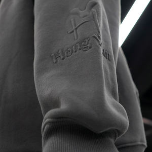 Sudadera Unisex Oversize con Hombros Caídos y Botones con Relieve 3D para Invierno, Venta al por Mayor de Fábrica, Bordado Personalizado Estilo Vintage - Product Image 3