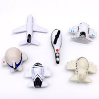 Balle anti-stress en forme d'avion personnalisée, jouet en mousse PU souple