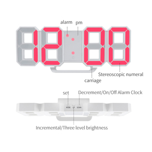 리모컨 포함 LED 3D 디지털 벽시계, 가정 거실용 대형 모던 야간 조명 알람 시계 - Product Image 2