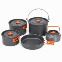 Ensemble de cuisine de camping en aluminium, casserole, poêle, bouilloire, pliable, portable pour la randonnée, le barbecue