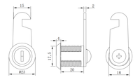 Serrure à came pour meubles 15-18mm 103-20 avec clé en fer, emballage en boîte, design moderne, utilisation extérieure