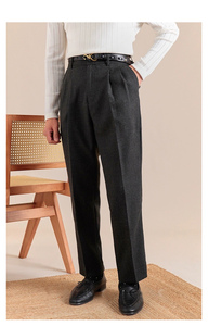 <span class=keywords><strong>Pantaloni</strong></span> Casual da Uomo a Gamba Dritta, Nuova Collezione Primavera, Stile Britannico, a Vita Media, con Doppia Pieghe, in Finto <span class=keywords><strong>Lino</strong></span> a Spina <span class=keywords><strong>di</strong></span> Pesce - Product Image 5