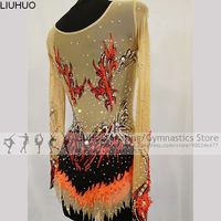 Justaucorps de gymnastique rythmique pour filles LIUHUO, orange, unitards exotiques, costumes de danse artistique extensibles en spandex pour enfants