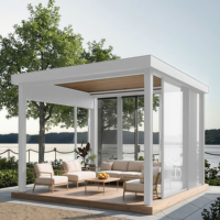 Pérgola Clásica de Aluminio de Lujo con Persianas de Vidrio, Gazebo de Diseño Creativo Personalizado para Jardín de Villa y Terraza Exterior