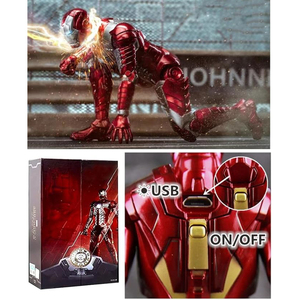 Figuras de Acción de Iron Man de 7 Pulgadas de Zd Toys, Edición del 10.º Aniversario de Marvel -Versión Luminosa- con Luz en el Pecho (LED MK5) Escala 1/10 - Product Image 5