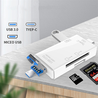 Lecteur de carte mémoire haute vitesse 6 en 1 Type C Micro USB 2.0 vers SD TF avec adaptateur USB OTG pour téléphone portable et PC