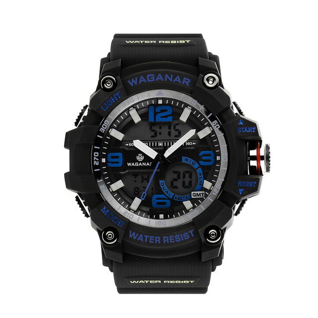 New 8013 Men's Analog-Digital Alarm Sports Watch Waterproof Shock Resistant Quartz Movement Silicone Band Sports Watch for Man