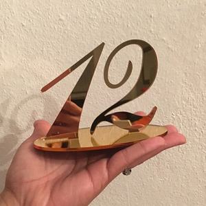 Tarjetas de Número de Mesa Cortadas <span class=keywords><strong>con</strong></span> Láser, Números de Mesa Dorados <span class=keywords><strong>con</strong></span> Efecto Espejo, Tarjetas de Mesa para Bodas - Product Image 5