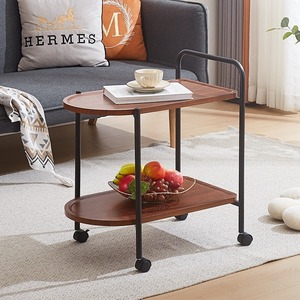 Multi Tiered Round <b>Side</b> <b>Table</b> With Wheels Storage Cart For Living Room <b>Sofa</b> Coffee <b>Table</b> Movable Storage Trolley - Product Image 4