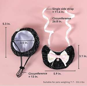 Conjunto de Disfraz de Gato o Cachorro con Sombrero, Collar, Decoración Floral, Boina de Tweed, Lazo, Babero de Perlas, Estilo Princesa, Accesorios para Fiestas para Gatitos - Product Image 4