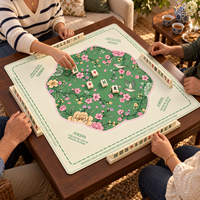 Soldes Exceptionnelles Tapis de Mahjong Américain en Néoprène Caoutchouc 3mm 80x80cm Imprimé Floral Oiseaux Antidérapant