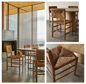 <span class=keywords><strong>Sedie</strong></span> da Pranzo di Lusso in Rovere Scuro con Seduta in Paglia, Schienale Quadrato e Gambe Affusolate Intagliate, Sedia da Pranzo Moderna per Arredamento Casa - Product Image 6