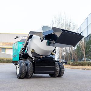 Mini bétonnière sur roues avec boîte de vitesses et moteur, système entièrement hydraulique, alimentée par moteur, pour la construction - Product Image 4