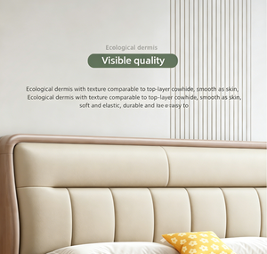 Cama Moderna <span class=keywords><strong>de</strong></span> Madera Maciza con Acabado en Cuero, Tamaño Completo, Cómoda y con Almacenamiento Multifuncional para Hoteles, Muebles <span class=keywords><strong>de</strong></span> Dormitorio - Product Image 2