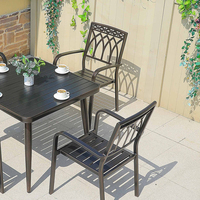 Ensemble de salle à manger d'extérieur en fonte d'aluminium 4 places pour jardin, table basse de loisirs et chaises pour balcon