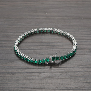 Pulsera de tenis de circonio verde de 4 mm, pulsera de circonita de una sola fila con incrustaciones de cobre, collar de moda Tanjing Lijing - Product Image 2