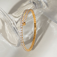 Bracelet de tennis personnalisé en acier inoxydable 316L plaqué or PVD 18 carats avec zircon, chaîne à billes coulissante réglable, bijoux de mode