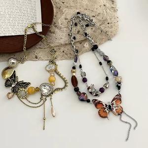 Design de mode filles argent dessin bijoux tour de cou Cool bijoux élégant fée papillon collier - Product Image 4