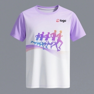 OEM 100 Poliéster Tamaños Personalización Maratón color azul Correr Ropa deportiva Camiseta con impresiones por sublimación de diseño del cliente - Product Image 4