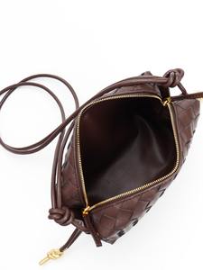 Weaving Genuine Leather Crossbody Bag Fashionably Simple <b>Women's</b> Shoulder Bags Zipper Closure <b>Small</b> Square Bag - Product Image 2