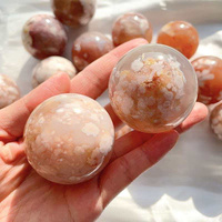 Sphères d'agate florale de haute qualité, cristal de guérison, quartz poli, boules d'agate de fleur de cerisier pour la décoration