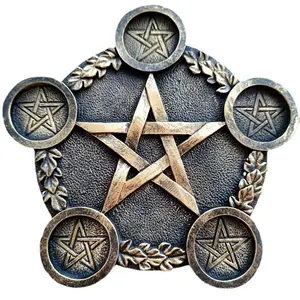 Oniya Hot Selling Bronzen Hars 19Cm Pentagram Tafelblad Kandelaar