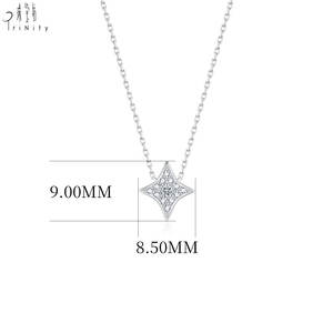 Collar de Cadena Fina con Colgante de Estrella Cuadrilátera, Joyería Fina de Oro Sólido de 18K con Diamante Natural Real, Regalo de Fiesta para Mujer - Product Image 3