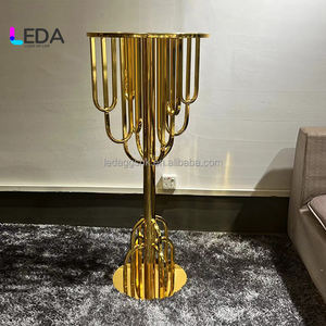 LEDA Nouveauté Support de fleurs haut de gamme en métal doré pour centre de table de mariage - Product Image 2