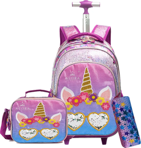 <span class=keywords><strong>Mochila</strong></span> Escolar con <span class=keywords><strong>Ruedas</strong></span> de Dibujos Animados al por Mayor de Fábrica, Juego de <span class=keywords><strong>Mochila</strong></span> Escolar con <span class=keywords><strong>Ruedas</strong></span> para Niños, <span class=keywords><strong>Mochila</strong></span> con Varilla de Arrastre con Lentejuelas de <span class=keywords><strong>Sirena</strong></span> - Product Image 3