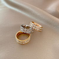 Bague en acier titane plaqué or 18 carats, sertie de zircon et de diamants, bijoux pour femmes tendance, directement de l'usine