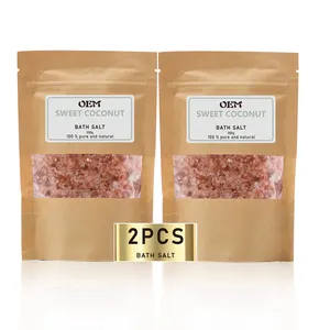 2*300 G Private Label 100% Natural Sea Salt Bath Soaking Scented Luxury Crystal Himalayan Salt With Rose In Zip Bag