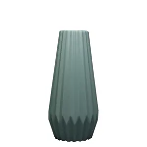 Nordic Style Decorative Plastic Cemetery Vase Unbreakable Green Color Imitation Ceramic Vase For Garden Livingroom Floor