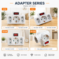 Adaptador de Enchufe Multiusos de 3 Vías, 16A 250V, Ignífugo, Convertidor de Enchufe Individual para Hogar y Oficina en la UE y Alemania, con Certificación CE y 2 Años de Garantía