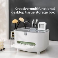 Boîte à mouchoirs multifonctionnelle en plastique avec couvercle, design moderne et simple pour salon, cuisine, coiffeuse, rangement domestique