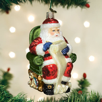 Fournisseur d'ornements de Noël en verre soufflé à la main, liste de contrôle du Père Noël pour l'arbre de Noël, boules de Noël en verre écologiques