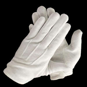 Venta al por mayor uniforme de conductor montar <span class=keywords><strong>Hotel</strong></span> camarero antideslizante Pvc blanco algodón Snap Gripping guantes de puntos - Product Image 5