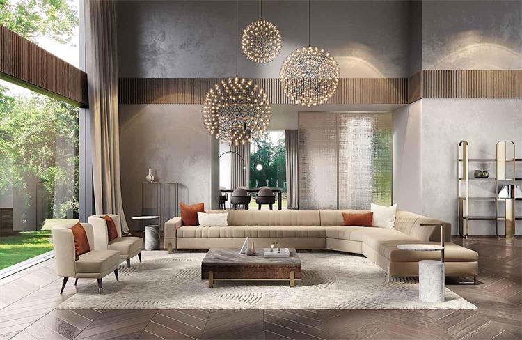 イタリアのグランドモジュラーvip l字型レザーソファセット6人掛け