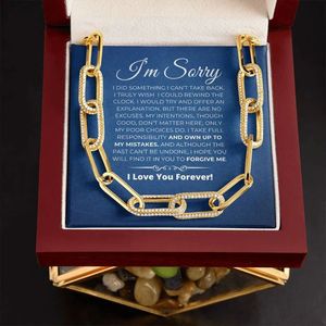 Collar de Eslabones de Papel Dorado con Tarjeta de Texto Personalizado - Regalo de San Valentín para Ella, para Pedida de Perdón y Compasión - Product Image 1