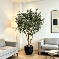 Nouveau design 2026 – Arbre d'olivier artificiel de 2,10 m de hauteur avec tronc détachable de haute qualité, en soie, dans un pot noir en plastique