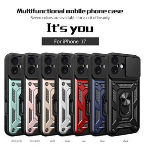 Gran oferta, soporte de anillo de Metal, ventana deslizante, protección de lente, armadura, funda de teléfono para iPhone 17/17 Air/17 Pro/17 Pro Max/16E/15 - Product Image 6