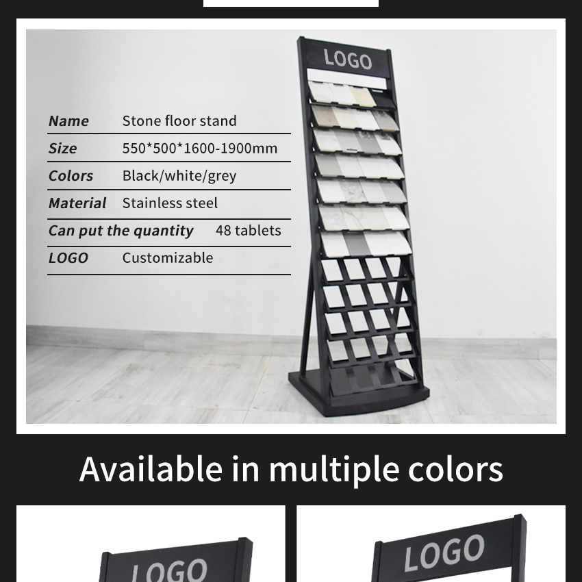 Soportes de suelo personalizados de fábrica que muestran soportes de torre para baldosas de cerámica, piedra, mármol, granito, cuarzo, muestra de exhibición.