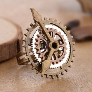Steampunk แหวนกลไกสามห่วงแบบปรับได้,กลไกนาฬิกาทองแดงสำริดอุตสาหกรรม - Product Image 1