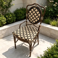 Vente en gros de meubles de salle à manger d'extérieur chaise de salle à manger avec cadre en aluminium chaise de jardin en rotin tissé de style rétro pour villa hôtel restaurant