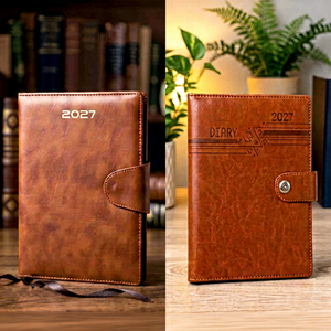 Premium PU Leather Planner Diary B5 Hardcover Thermal Binding Snap Closure Ribbon <b>Bookmark</b> Custom Logo Printing <b>Gift</b> Set - Product Image 1