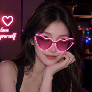 Lunettes LED Lumineuses en Forme de Cœur pour Femme, Décorations de Soirée Enterrement de Vie de Jeune Fille, Accessoires Photo de Mariage, Fournitures de Soirée, Lumières - Product Image 1