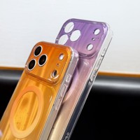 Coque de téléphone en acrylique magnétique dégradé Laser Aurora Colorblock pour iPhone 14 15 16 17 Pro Max