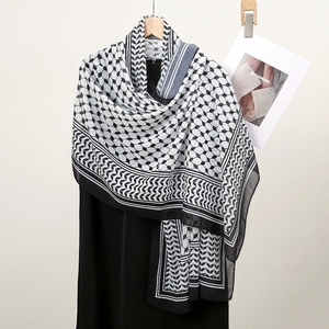 <span class=keywords><strong>JYL</strong></span> Hijab en mousseline imprimé Palestine, foulard islamique de qualité supérieure pour femmes musulmanes, style Dubaï, logo Keffiyel - Product Image 3