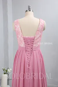 Blush Pink Chiffon Lace Bridesmaid Dresses
